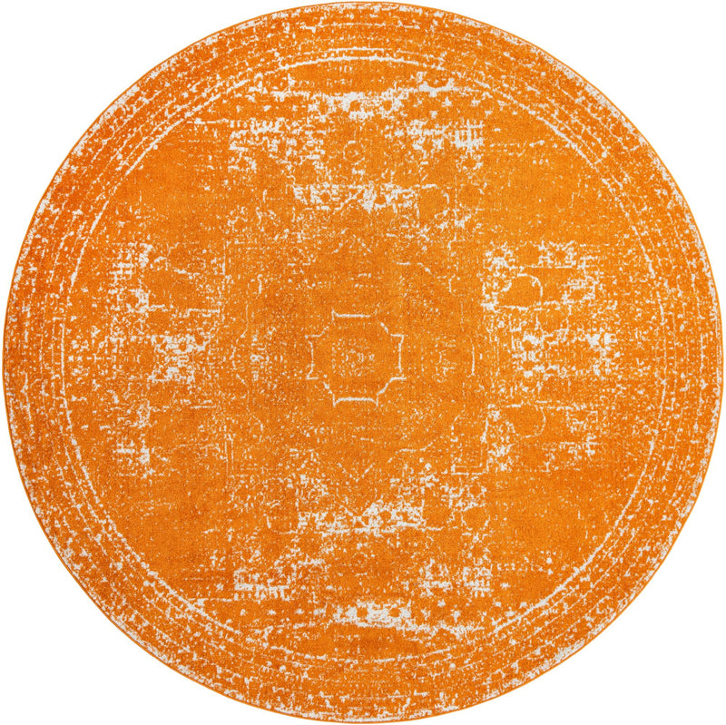 Dover Terrace Collection Area Rug - Lagoon (Orange) Round Orange Main
