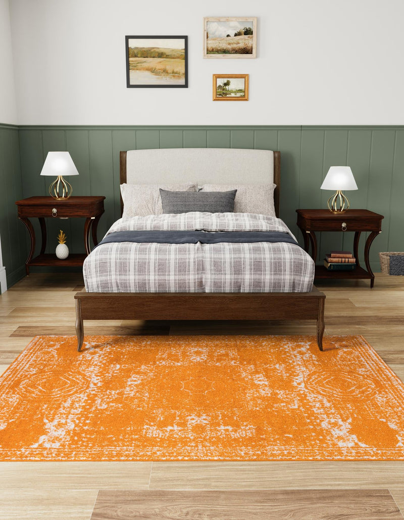 Dover Terrace Collection Area Rug - Lagoon (Orange) Rectangle Orange lifestyle 3