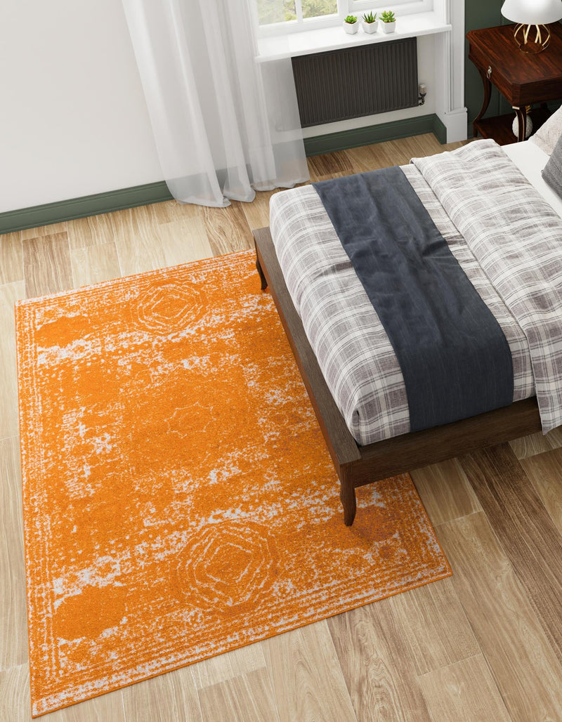 Dover Terrace Collection Area Rug - Lagoon (Orange) Rectangle Orange lifestyle 4