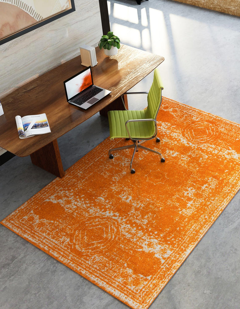 Dover Terrace Collection Area Rug - Lagoon (Orange) Rectangle Orange lifestyle 8
