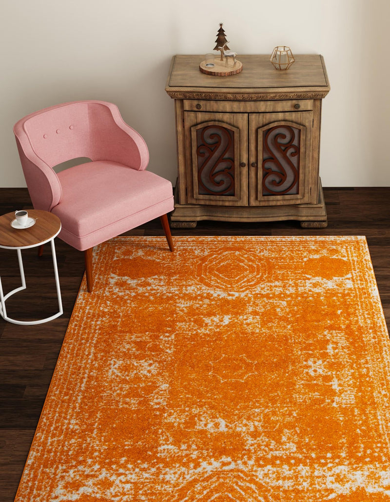 Dover Terrace Collection Area Rug - Lagoon (Orange) Rectangle Orange lifestyle 9