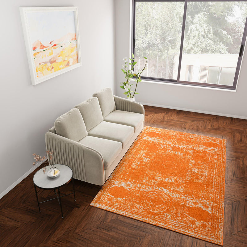Dover Terrace Collection Area Rug - Lagoon (Orange) Rectangle Orange lifestyle 22