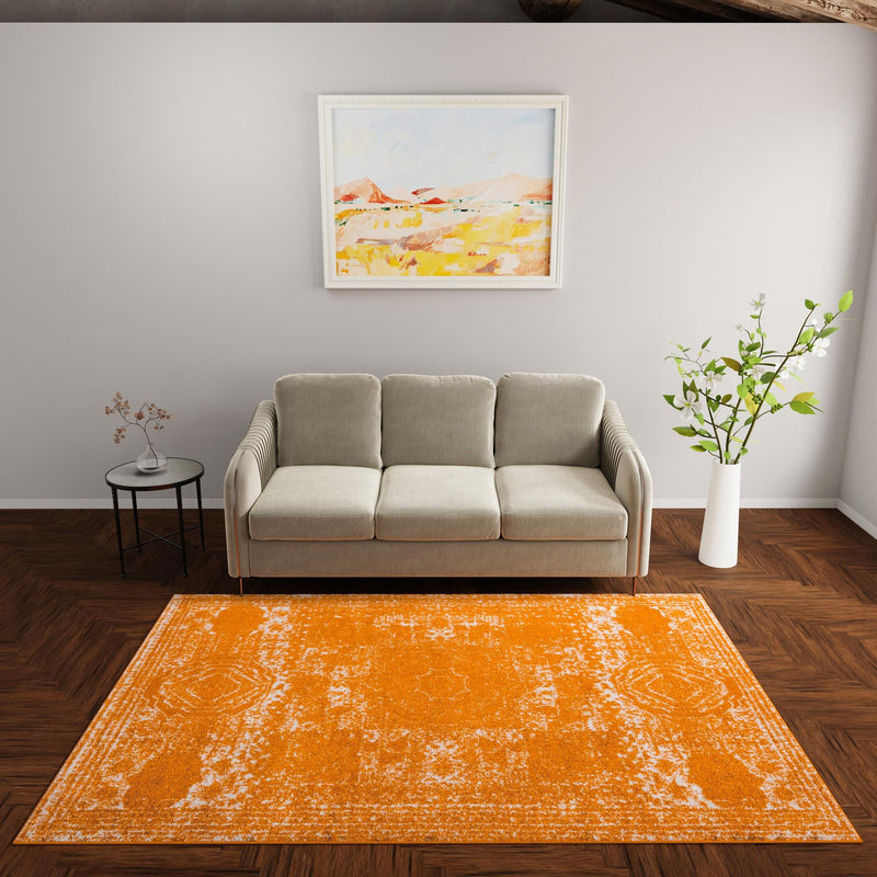 Dover Terrace Collection Area Rug - Lagoon (Orange) Rectangle Orange lifestyle 23