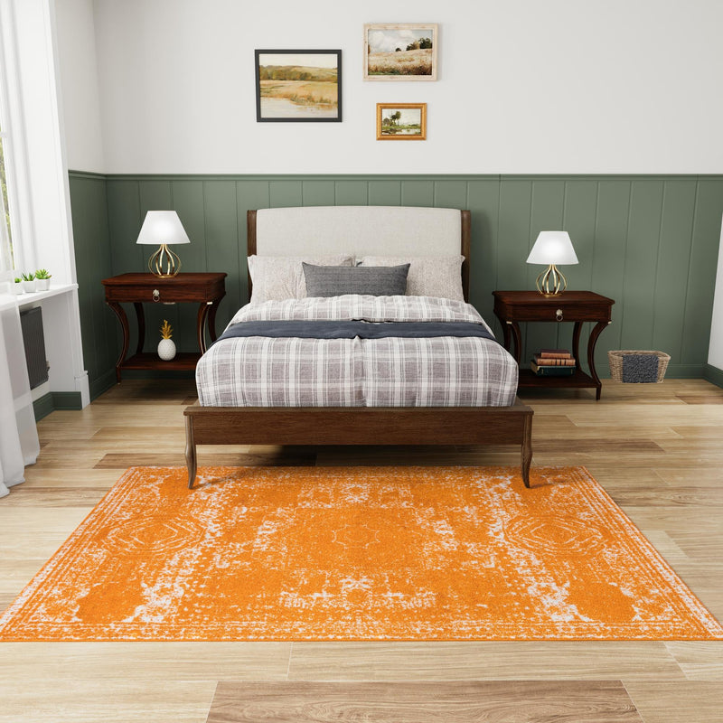 Dover Terrace Collection Area Rug - Lagoon (Orange) Rectangle Orange lifestyle 24