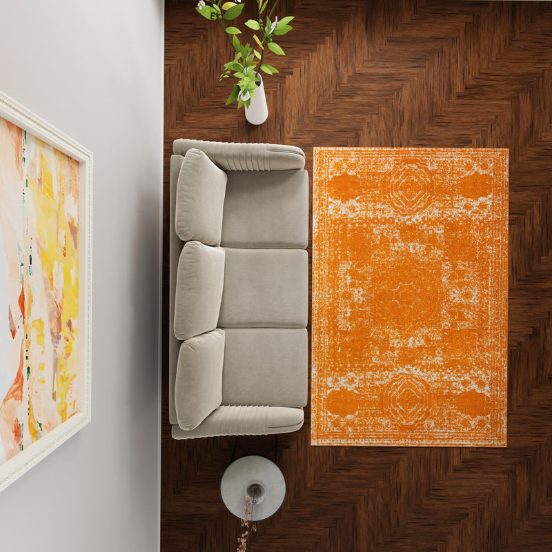 Dover Terrace Collection Area Rug - Lagoon (Orange) Rectangle Orange lifestyle 25
