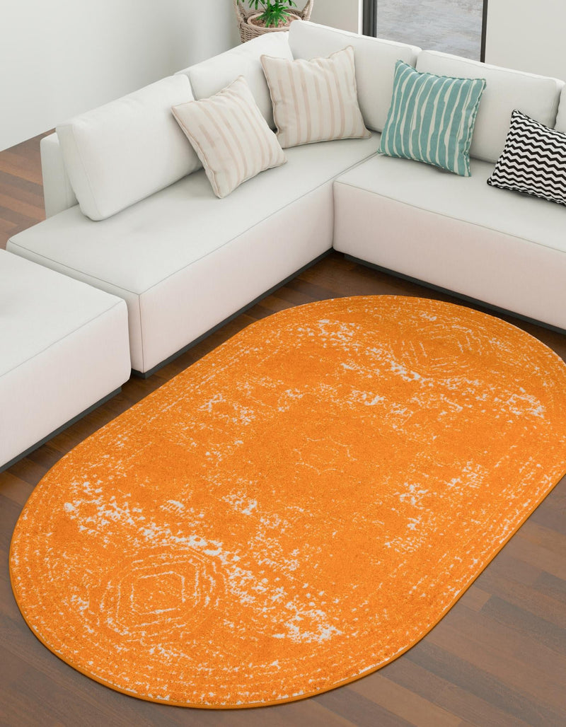 Dover Terrace Collection Area Rug - Lagoon (Orange) Oval Orange lifestyle 0