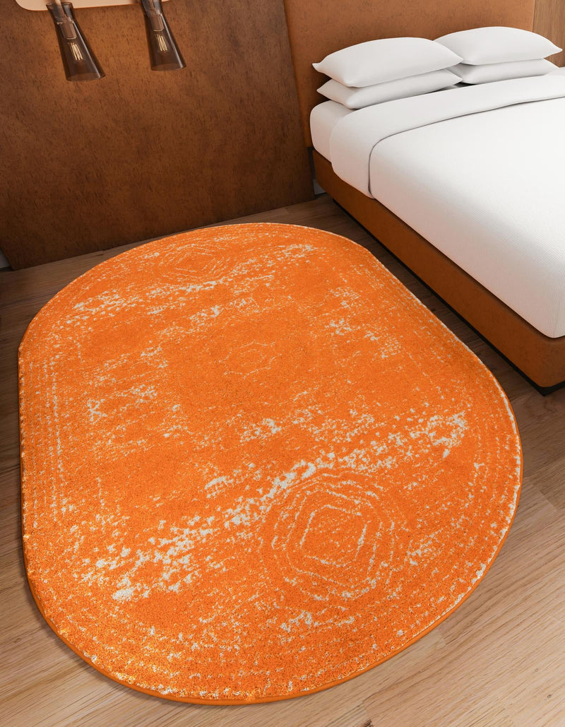 Dover Terrace Collection Area Rug - Lagoon (Orange) Oval Orange lifestyle 3