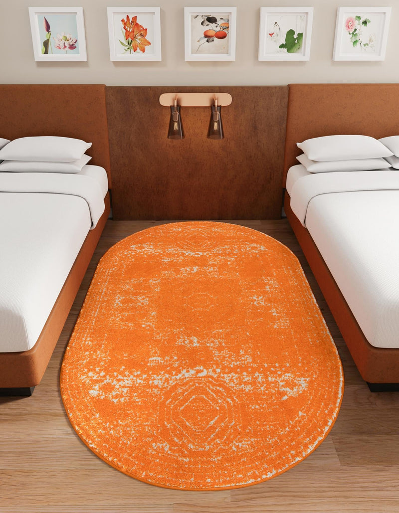 Dover Terrace Collection Area Rug - Lagoon (Orange) Oval Orange lifestyle 4