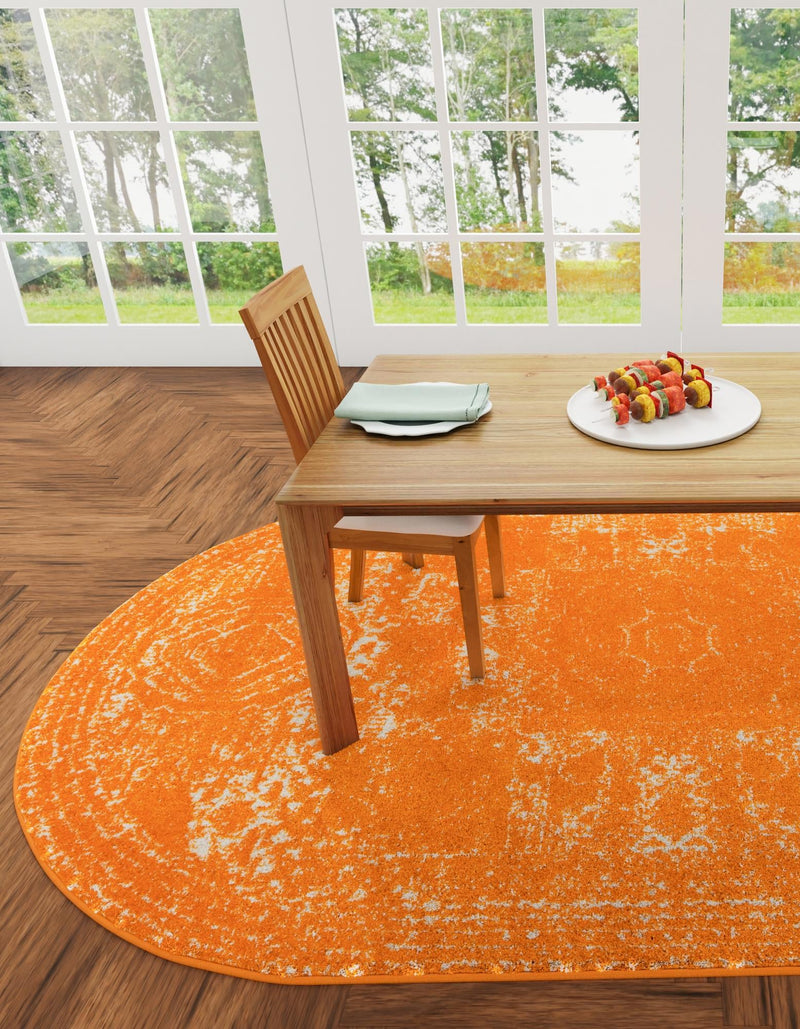 Dover Terrace Collection Area Rug - Lagoon (Orange) Oval Orange lifestyle 5