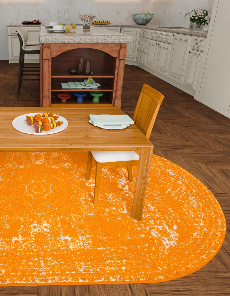 Dover Terrace Collection Area Rug - Lagoon (Orange) Oval Orange lifestyle 6