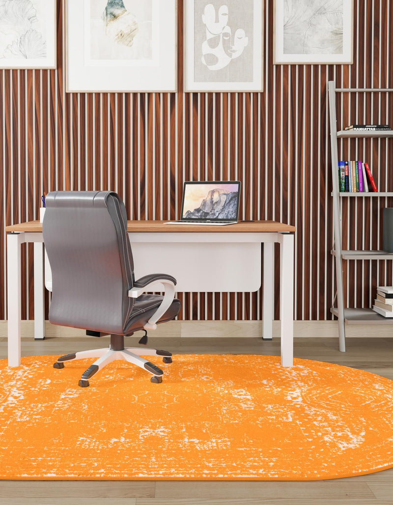 Dover Terrace Collection Area Rug - Lagoon (Orange) Oval Orange lifestyle 7