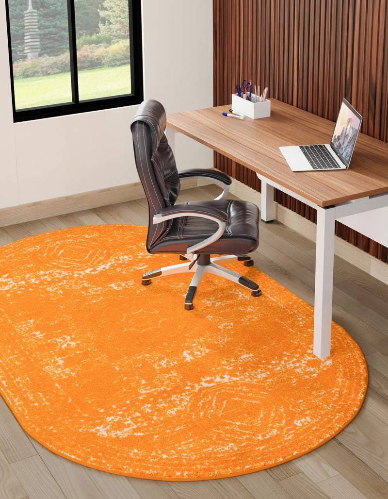 Dover Terrace Collection Area Rug - Lagoon (Orange) Oval Orange lifestyle 8