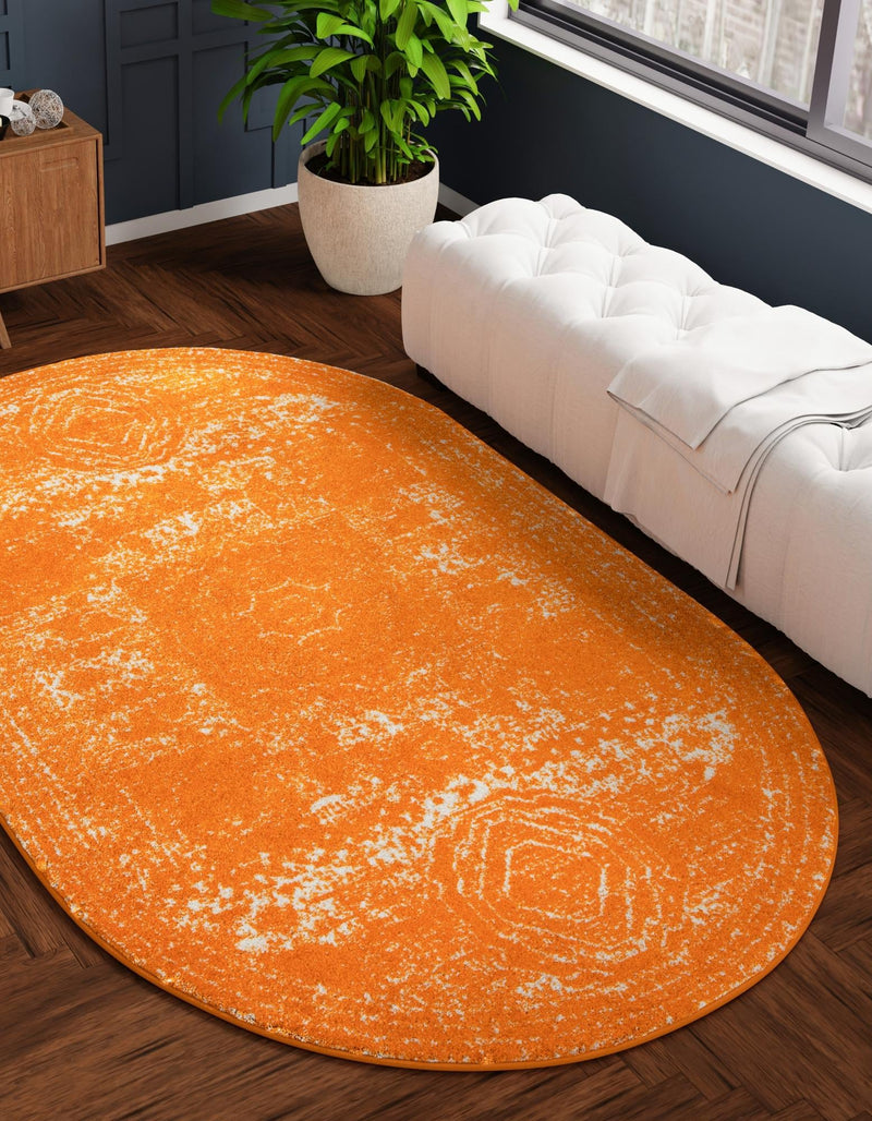 Dover Terrace Collection Area Rug - Lagoon (Orange) Oval Orange lifestyle 10