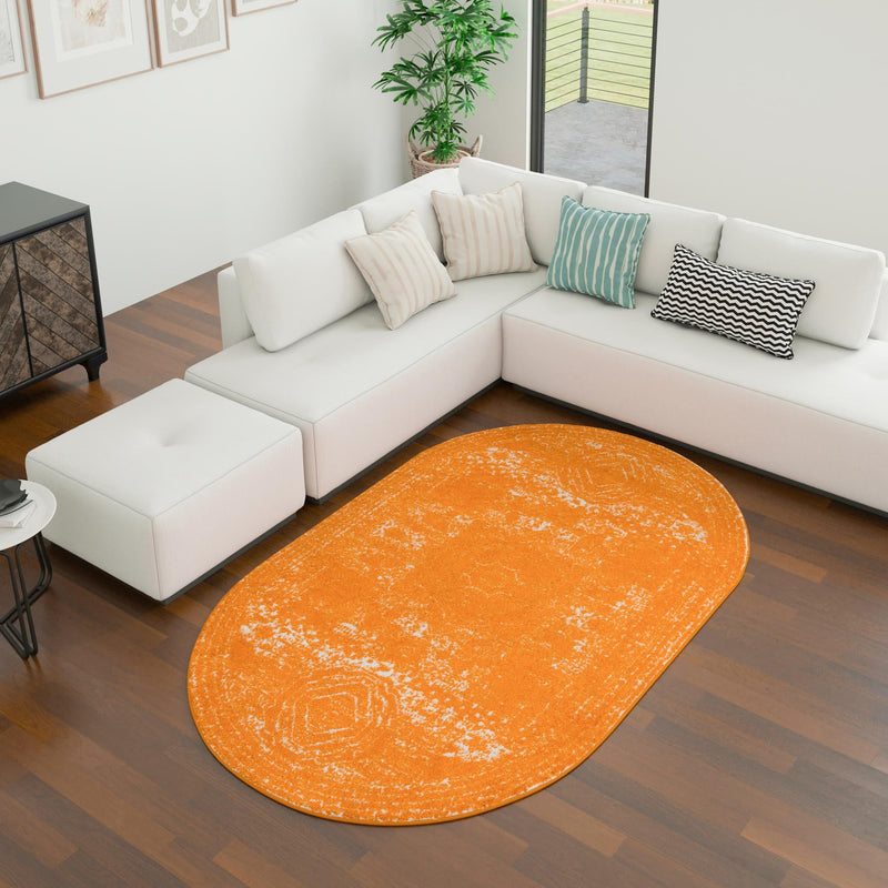 Dover Terrace Collection Area Rug - Lagoon (Orange) Oval Orange lifestyle 22