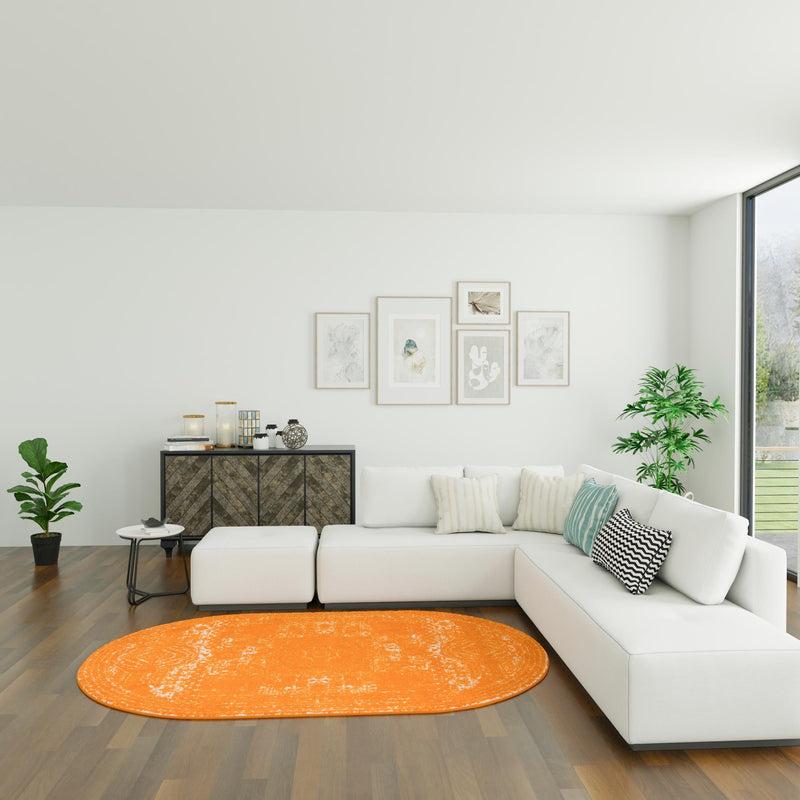 Dover Terrace Collection Area Rug - Lagoon (Orange) Oval Orange lifestyle 23