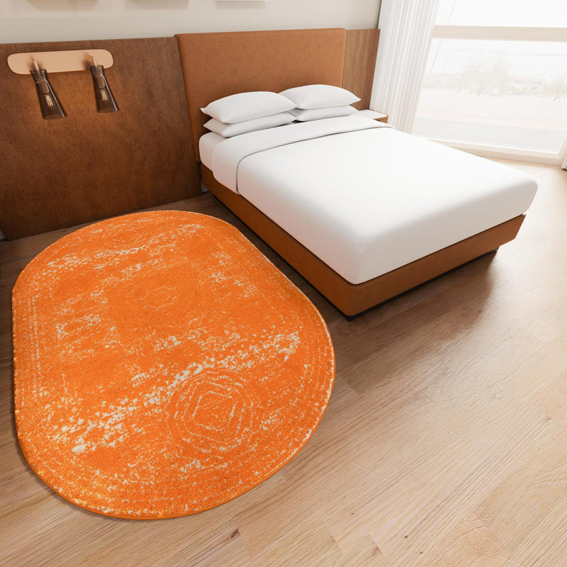 Dover Terrace Collection Area Rug - Lagoon (Orange) Oval Orange lifestyle 24