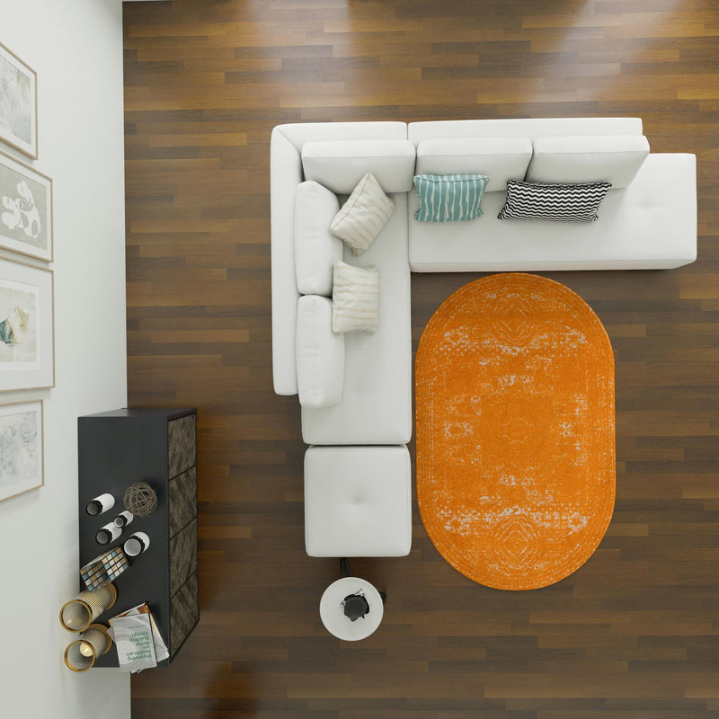 Dover Terrace Collection Area Rug - Lagoon (Orange) Oval Orange lifestyle 25