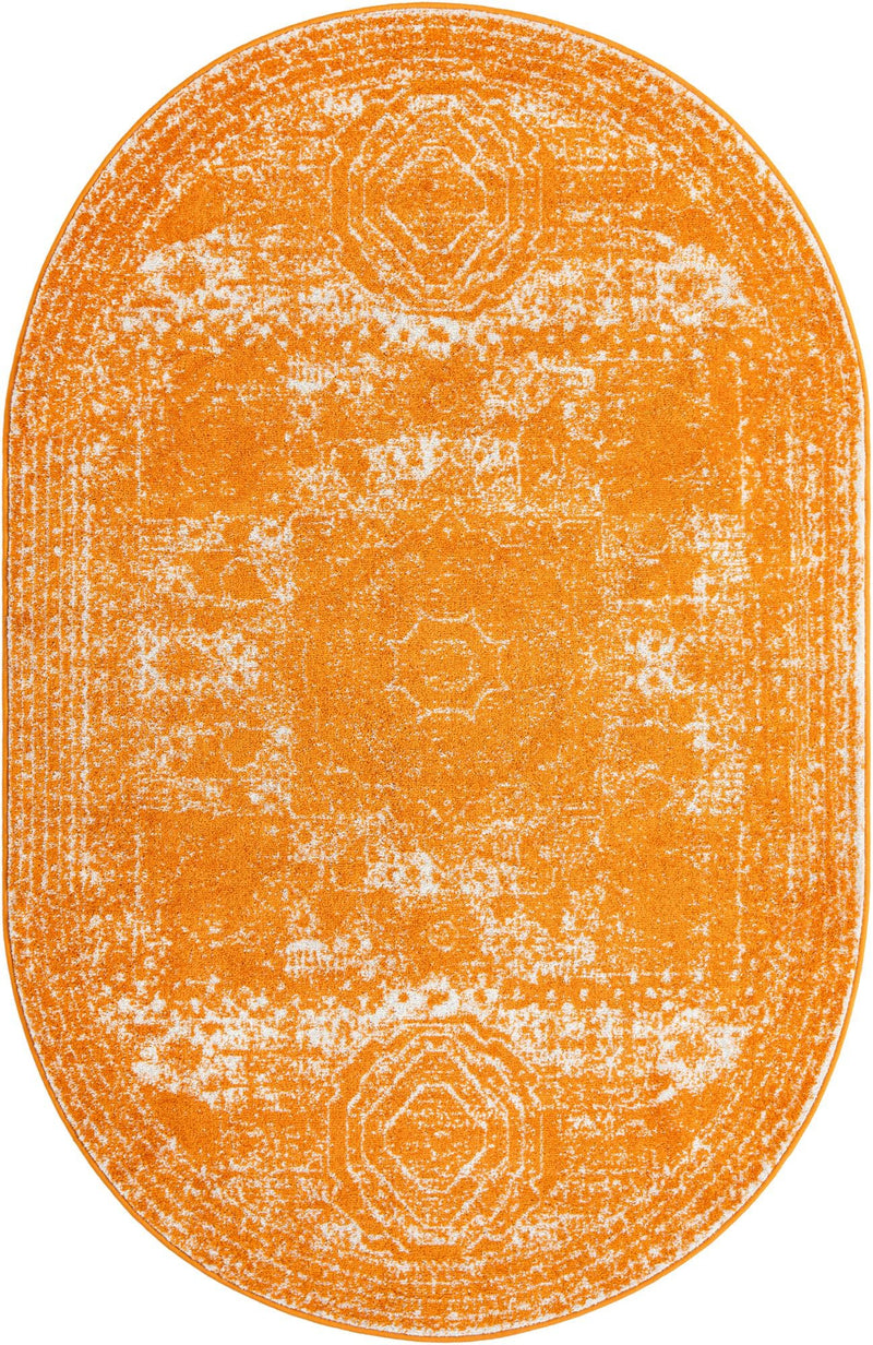 Dover Terrace Collection Area Rug - Lagoon (Orange) Oval Orange Main