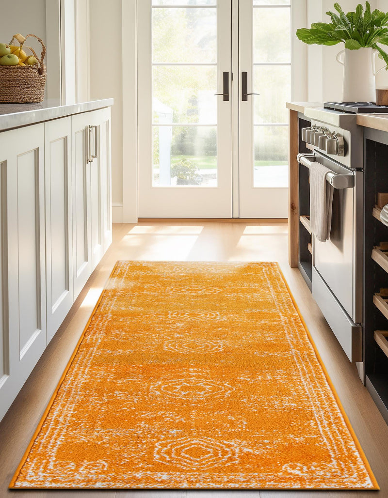 Dover Terrace Collection Area Rug - Lagoon (Orange) Runner Orange lifestyle 2