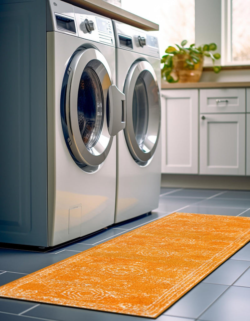 Dover Terrace Collection Area Rug - Lagoon (Orange) Runner Orange lifestyle 6