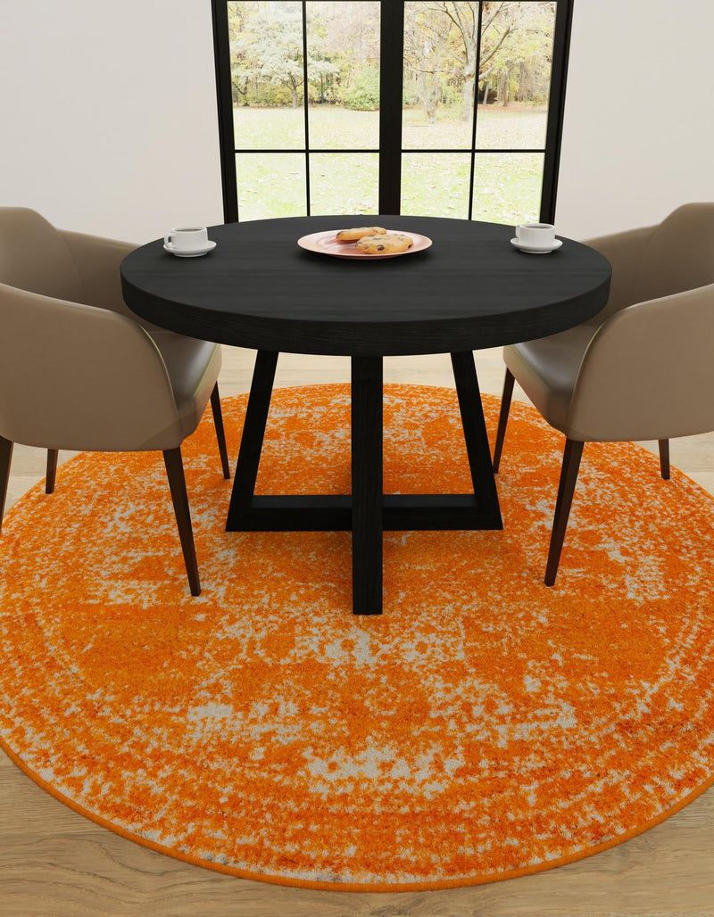 Dover Terrace Collection Area Rug - Lagoon (Orange) Round Orange lifestyle 5