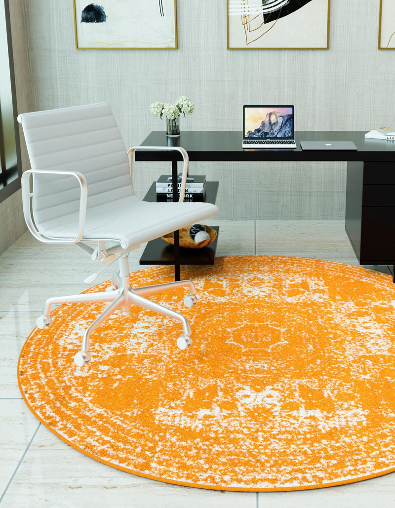 Dover Terrace Collection Area Rug - Lagoon (Orange) Round Orange lifestyle 7