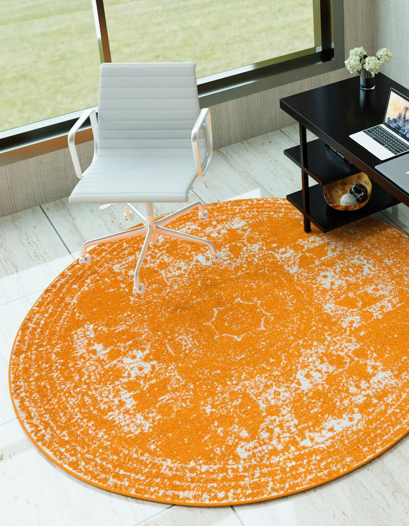 Dover Terrace Collection Area Rug - Lagoon (Orange) Round Orange lifestyle 8