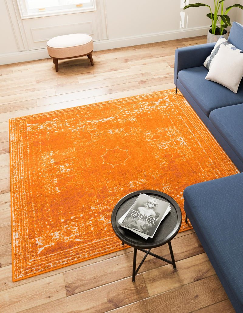 Dover Terrace Collection Area Rug - Lagoon (Orange) Square Orange lifestyle 0