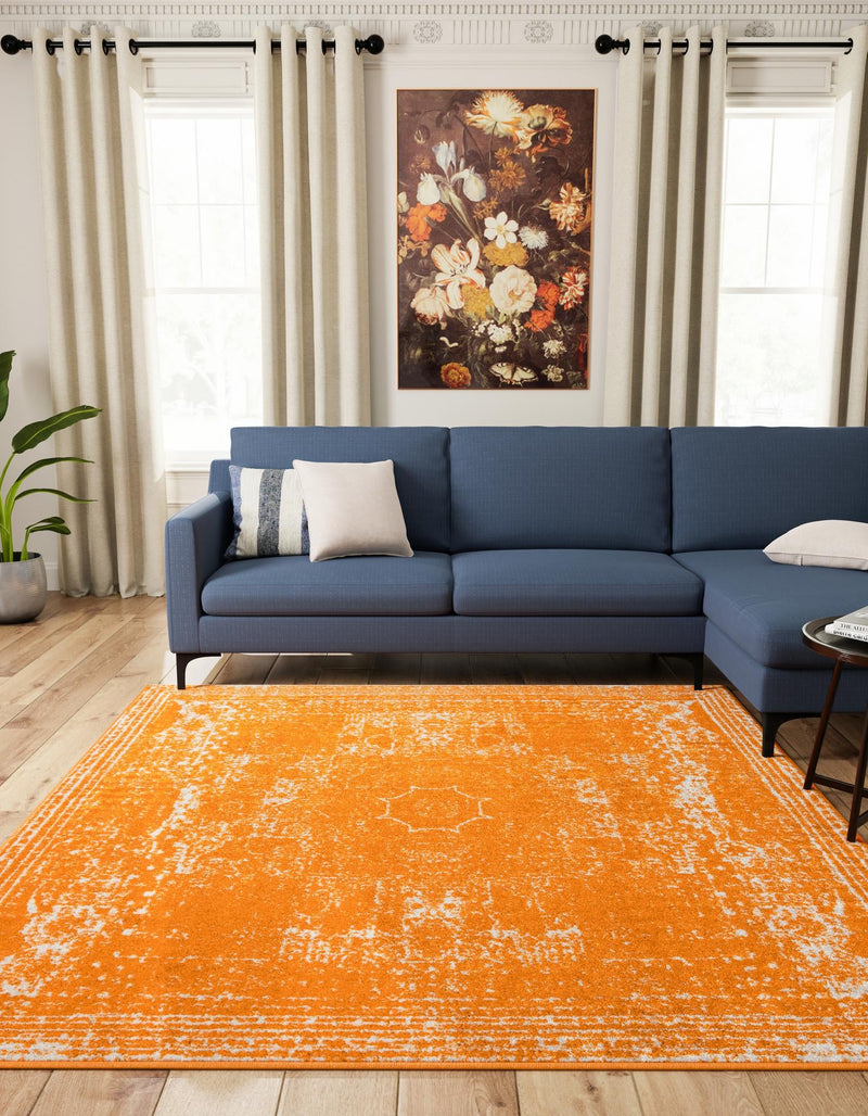 Dover Terrace Collection Area Rug - Lagoon (Orange) Square Orange lifestyle 2