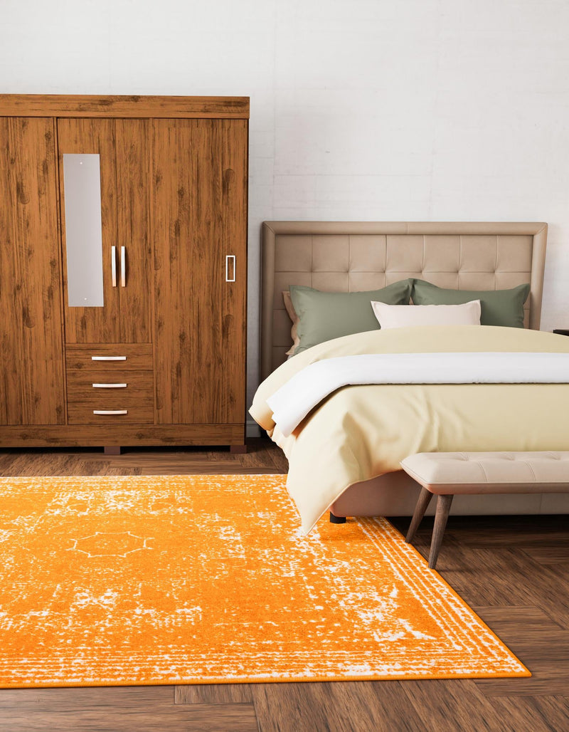 Dover Terrace Collection Area Rug - Lagoon (Orange) Square Orange lifestyle 3