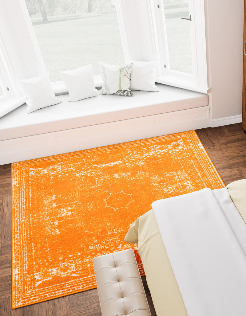 Dover Terrace Collection Area Rug - Lagoon (Orange) Square Orange lifestyle 4