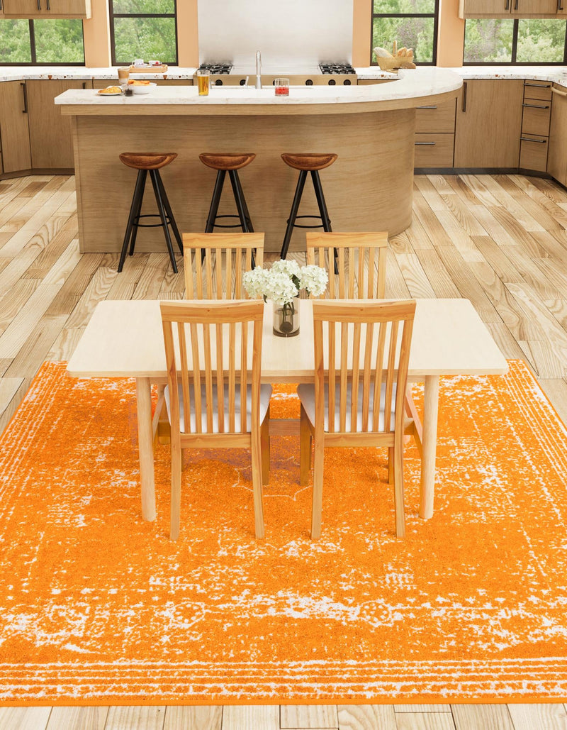 Dover Terrace Collection Area Rug - Lagoon (Orange) Square Orange lifestyle 6