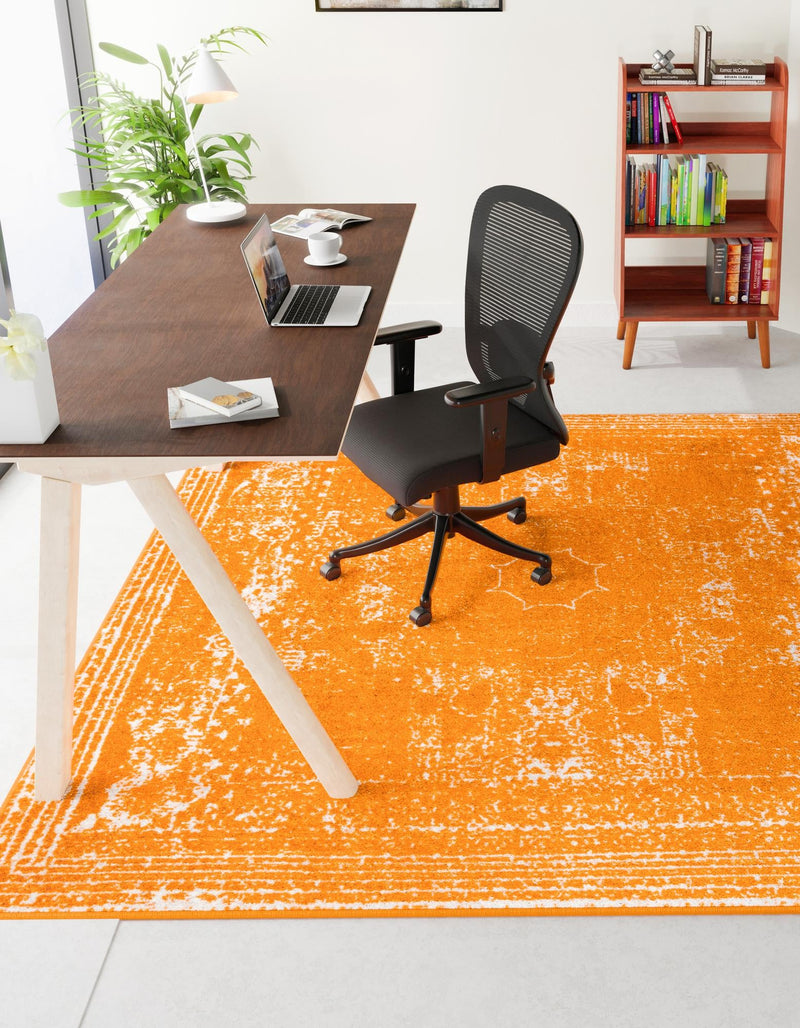 Dover Terrace Collection Area Rug - Lagoon (Orange) Square Orange lifestyle 7