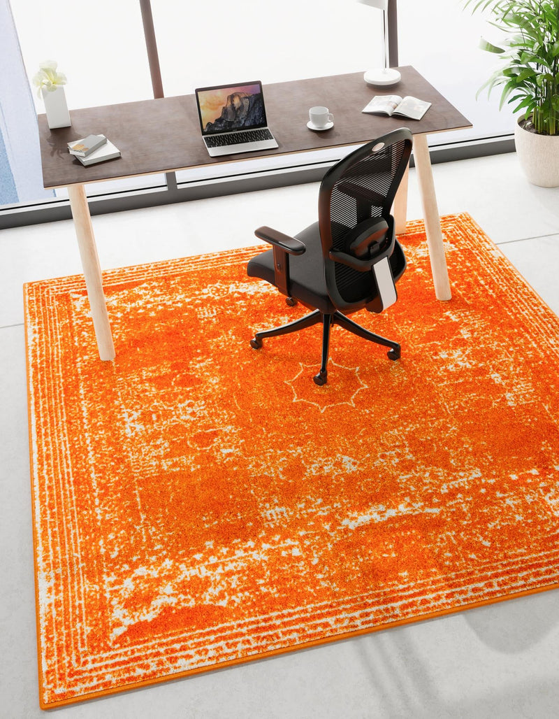 Dover Terrace Collection Area Rug - Lagoon (Orange) Square Orange lifestyle 8