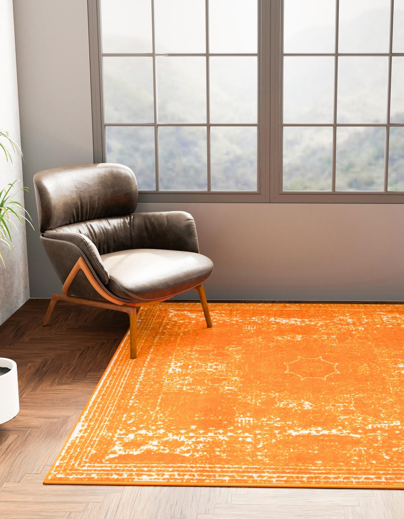 Dover Terrace Collection Area Rug - Lagoon (Orange) Square Orange lifestyle 9