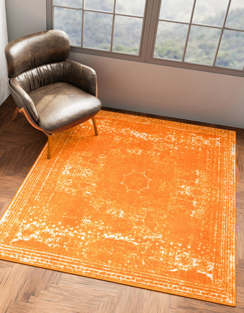 Dover Terrace Collection Area Rug - Lagoon (Orange) Square Orange lifestyle 10