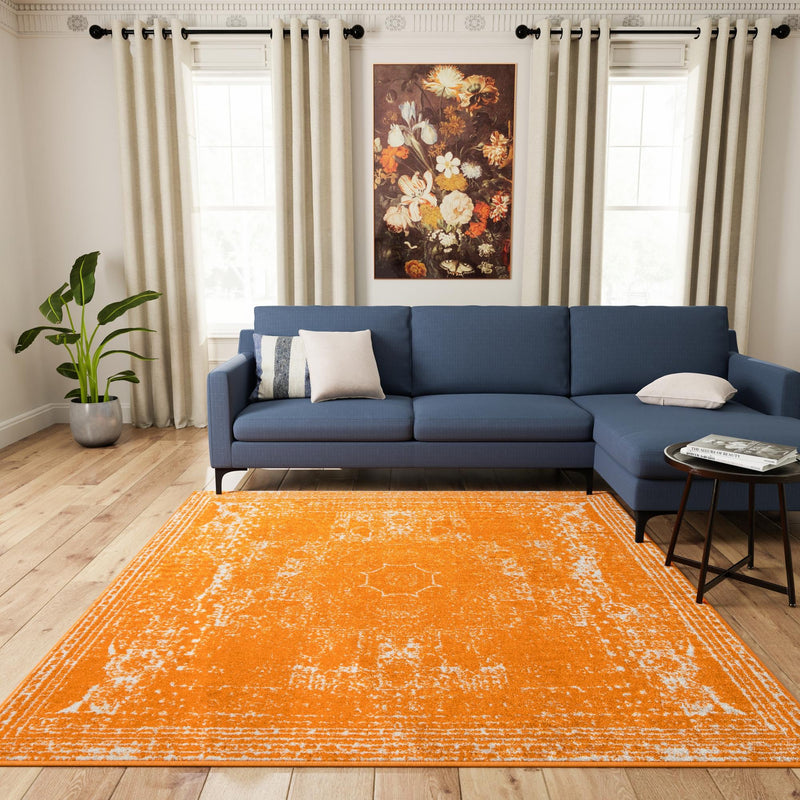 Dover Terrace Collection Area Rug - Lagoon (Orange) Square Orange lifestyle 24