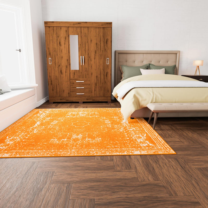 Dover Terrace Collection Area Rug - Lagoon (Orange) Square Orange lifestyle 26