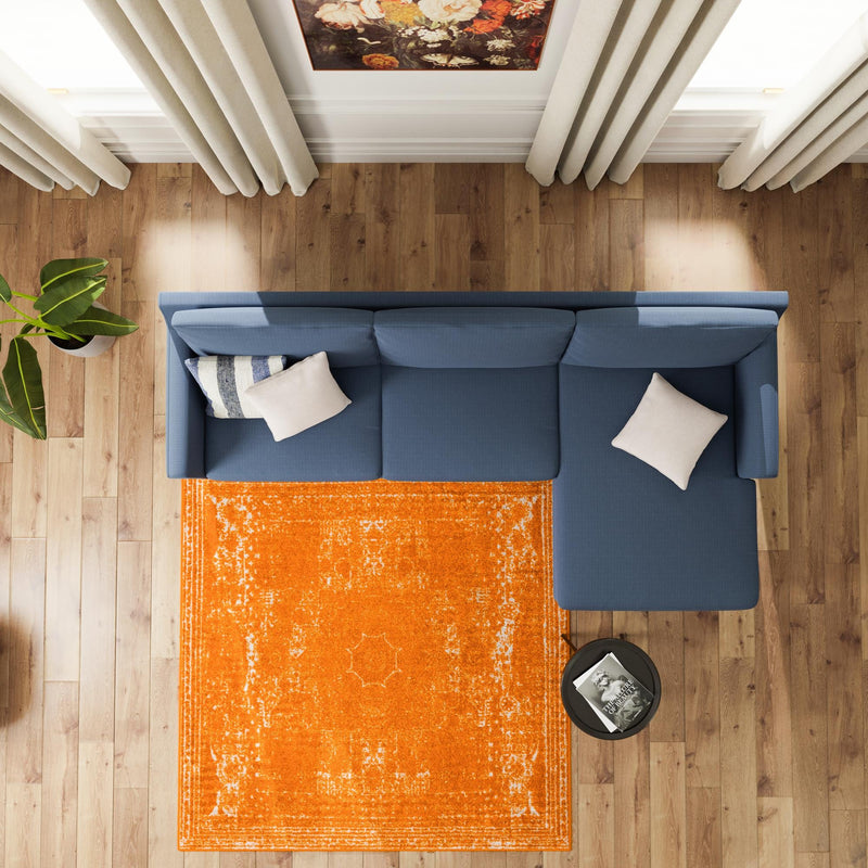 Dover Terrace Collection Area Rug - Lagoon (Orange) Square Orange lifestyle 28