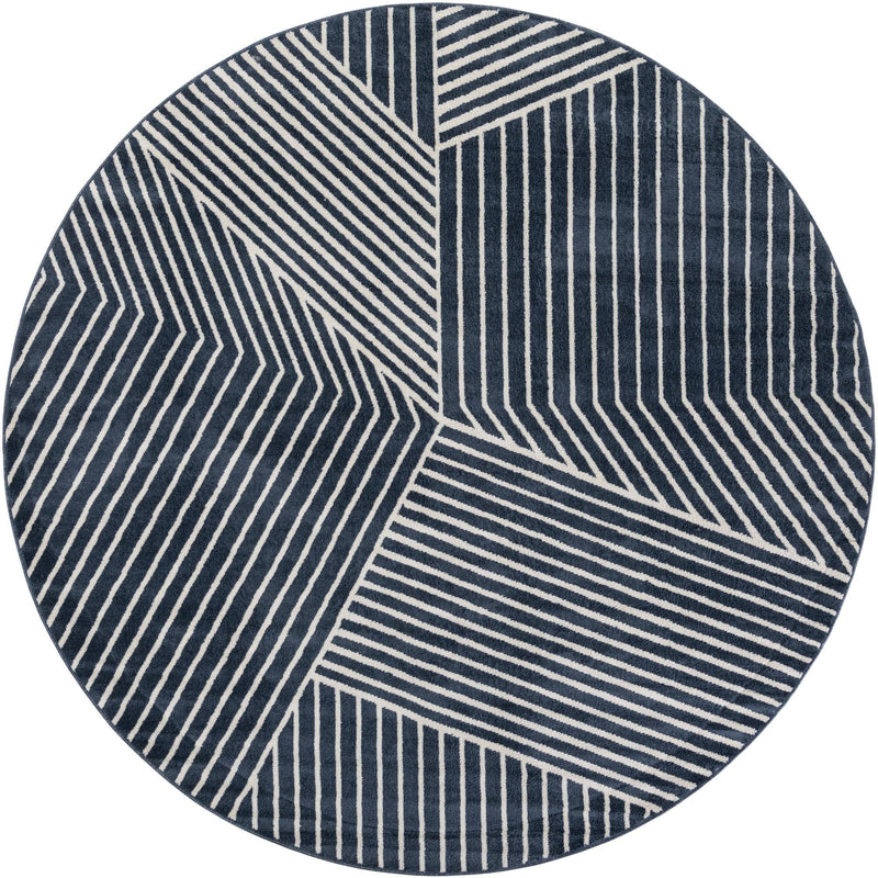 Copenhagen Edge Collection Area Rug - Osterbro Round Blue lifestyle 69