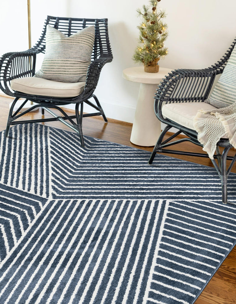 Copenhagen Edge Collection Area Rug - Osterbro Rectangle Blue lifestyle 5