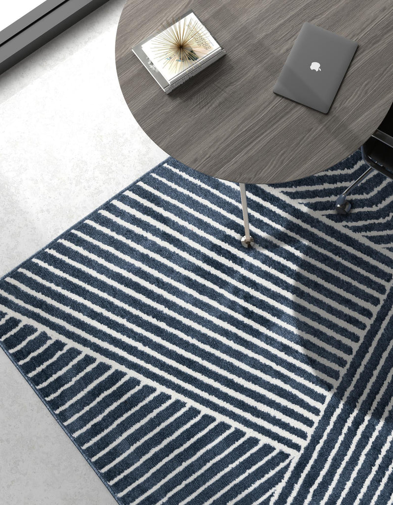 Copenhagen Edge Collection Area Rug - Osterbro Rectangle Blue lifestyle 11