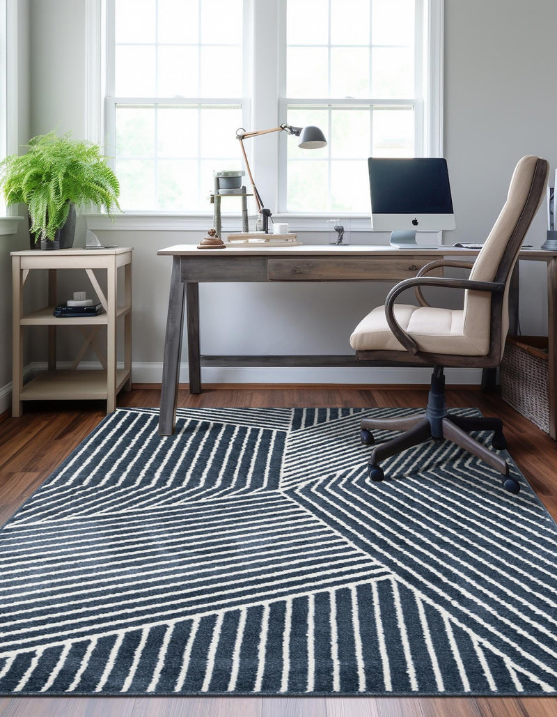 Copenhagen Edge Collection Area Rug - Osterbro Rectangle Blue lifestyle 13