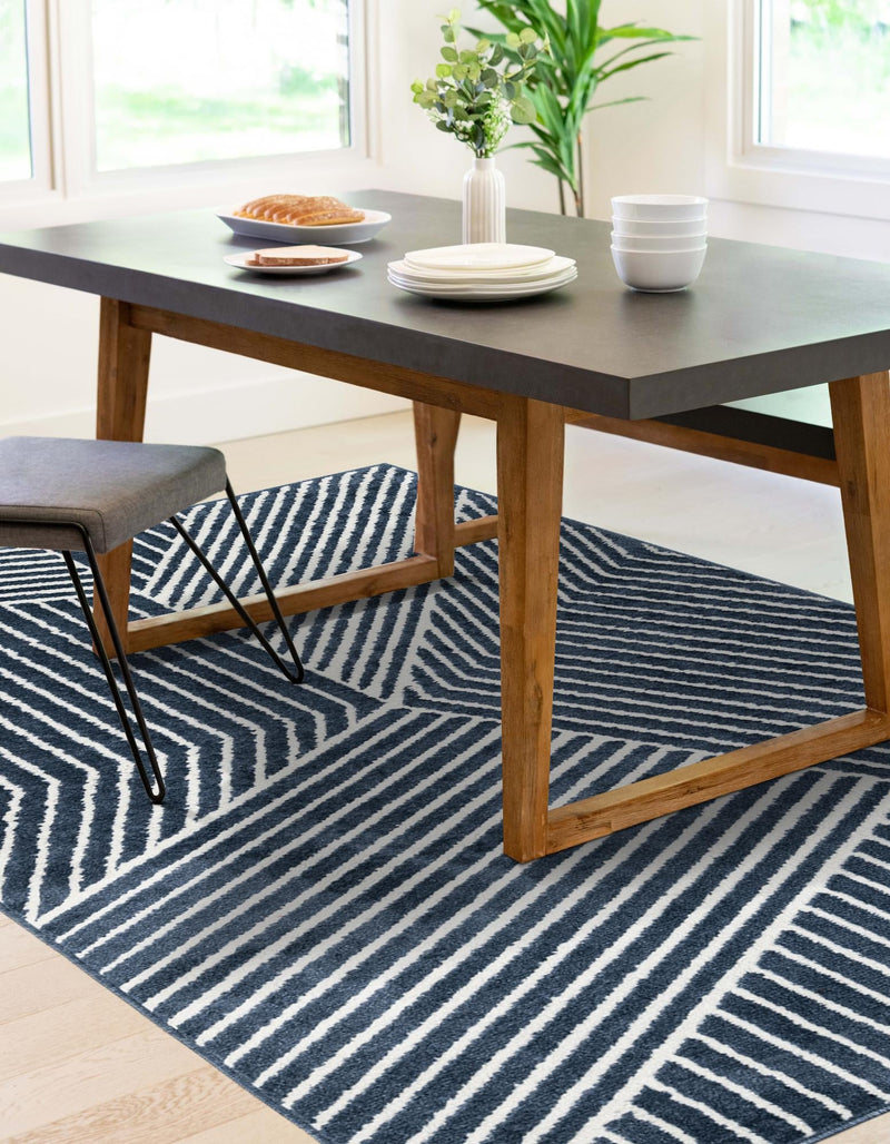 Copenhagen Edge Collection Area Rug - Osterbro Rectangle Blue lifestyle 15
