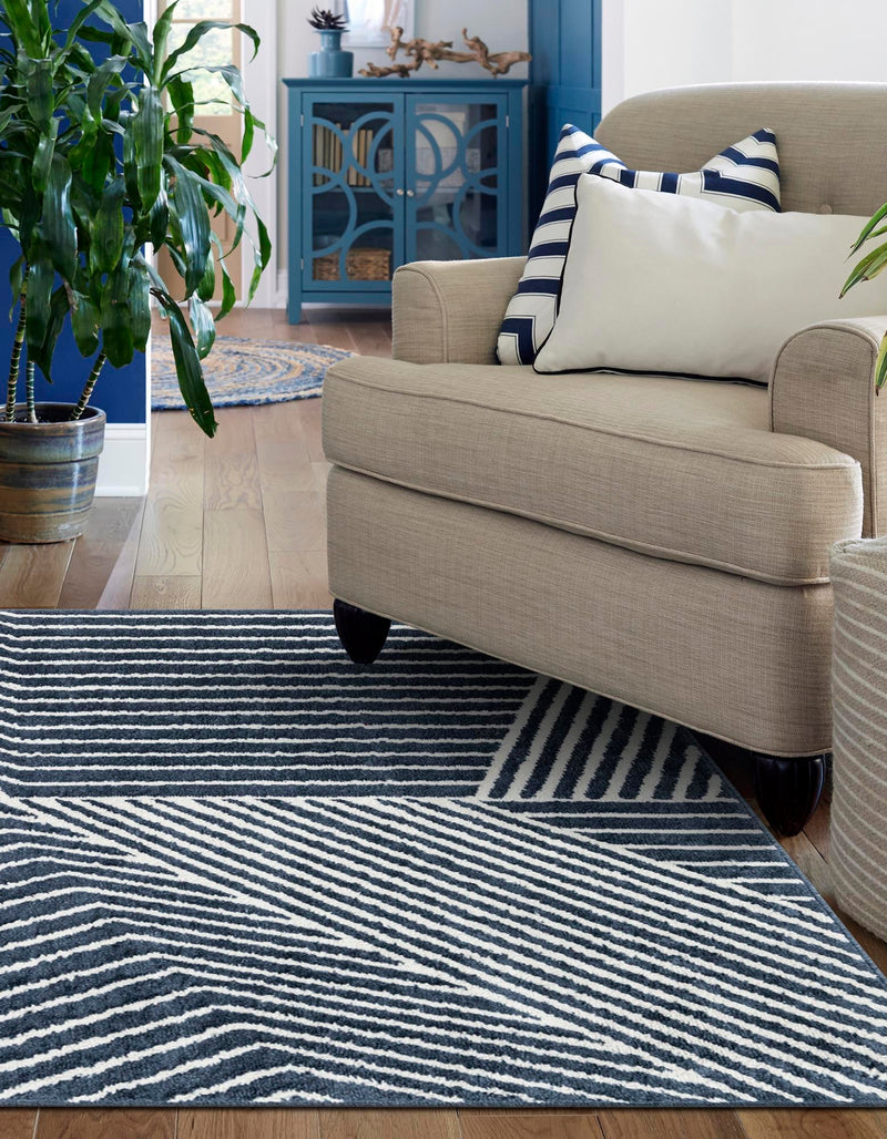 Copenhagen Edge Collection Area Rug - Osterbro Rectangle Blue lifestyle 17
