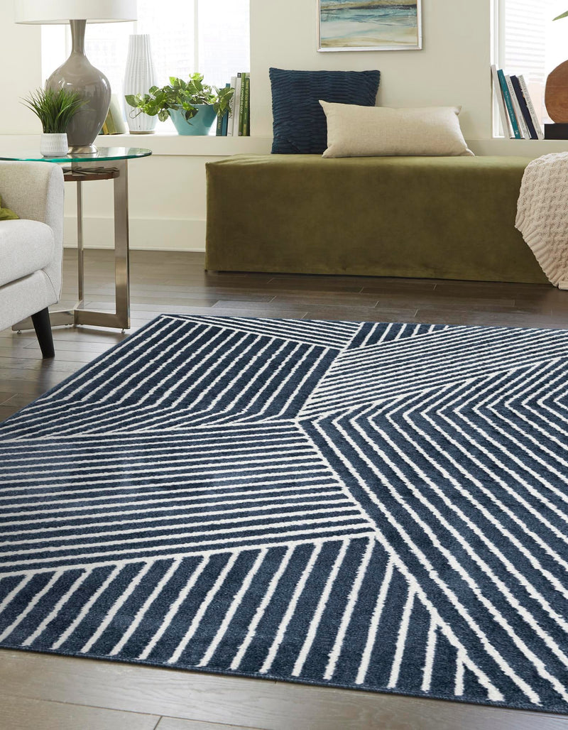 Copenhagen Edge Collection Area Rug - Osterbro Rectangle Blue lifestyle 19