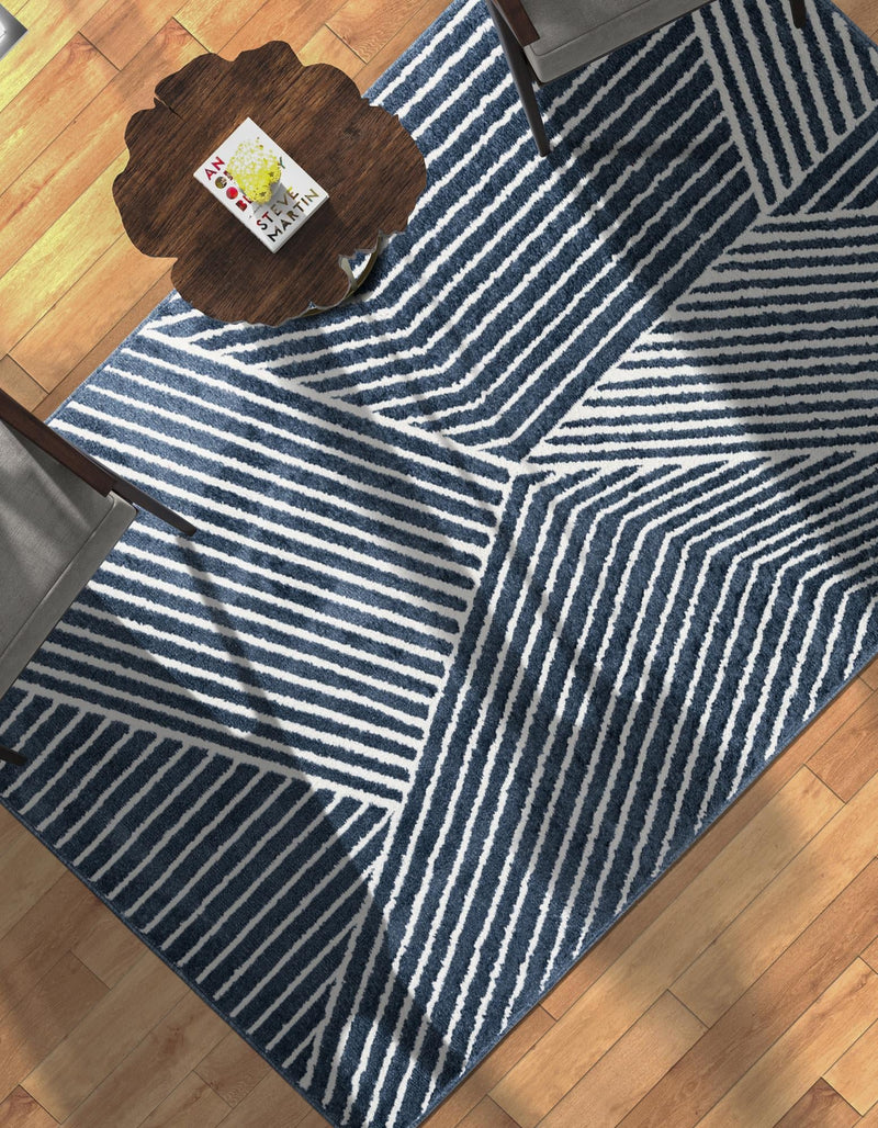 Copenhagen Edge Collection Area Rug - Osterbro Rectangle Blue lifestyle 21