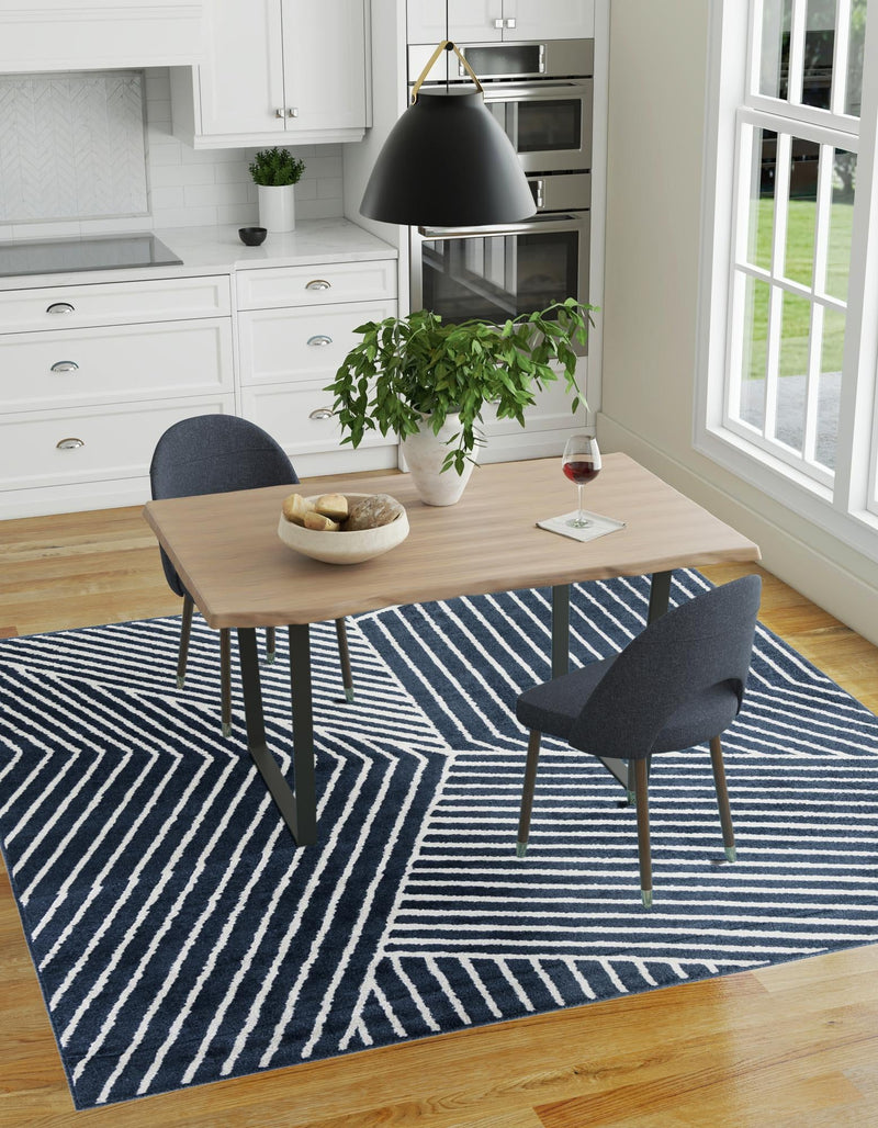 Copenhagen Edge Collection Area Rug - Osterbro Square Blue lifestyle 63