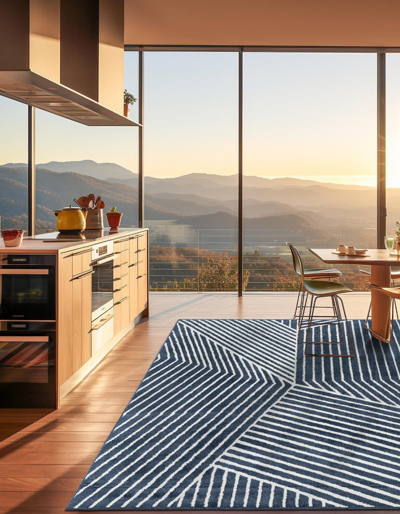 Copenhagen Edge Collection Area Rug - Osterbro Square Blue lifestyle 75