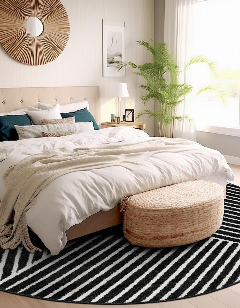 Copenhagen Edge Collection Area Rug - Osterbro Round Black lifestyle 78